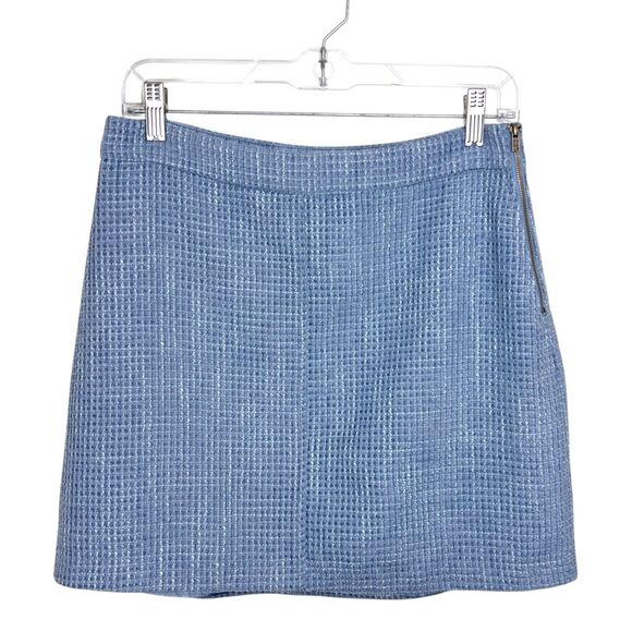 Re:named Skirt Women Large Blue Tweed Zip Side A-Line Mini Casual - Picture 1 of 11